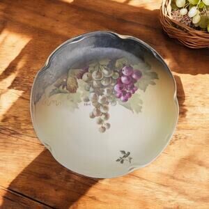 Antique J&C Louise Bavaria Hand Painted Plate Signed A. Koch Grapes Design 8.5"